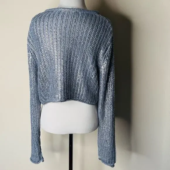 Zara Blue and Silver Metallic Cropped Sweater - Picture 8 of 8